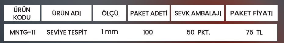 SEVİYE TESPİT MNTG-11 Detay