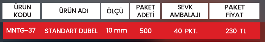 STANDART DUBEL MNTG-37 Detay