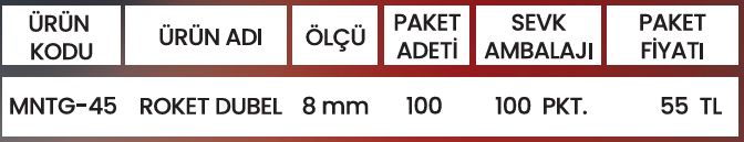 ROKET DUBEL MNTG-45 Detay