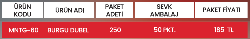 BURGU DUBEL MNTG-60 Detay