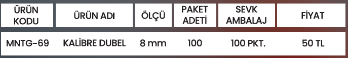 KALİBRE DUBEL MNTG-69 Detay